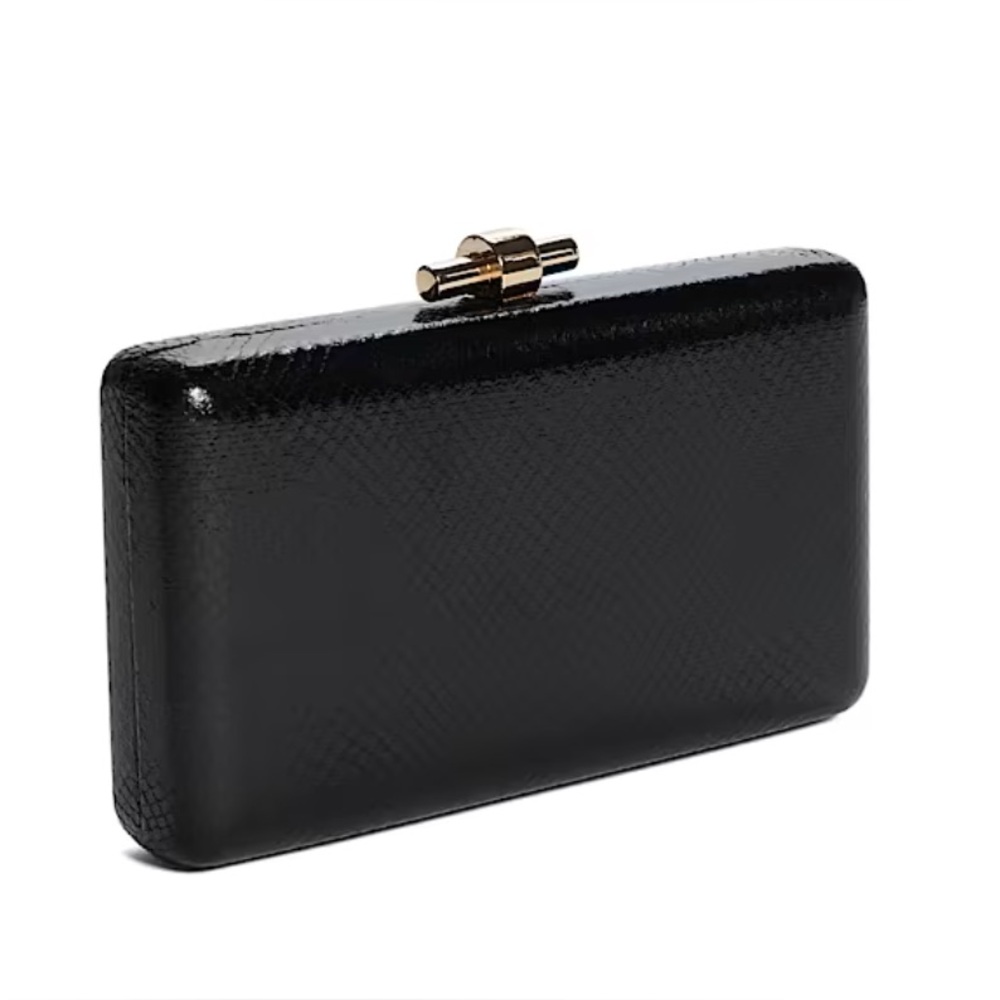 GUESS Black Python Clutch with Gold Handle - Picture 6 of 6